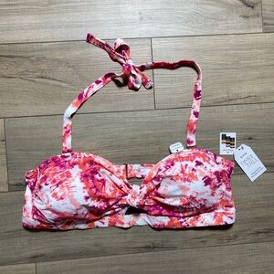 Time and Tru Womens Tie Front‎ Halter Bikini Top Tie Dye Size 3X (24W-26W)